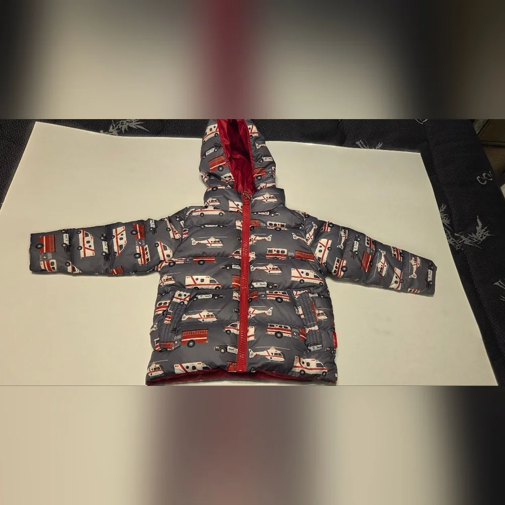 Onekid The Road Coat Red & Gray Winter Car Seat Coat -  Boys / Toddler 4T EUC